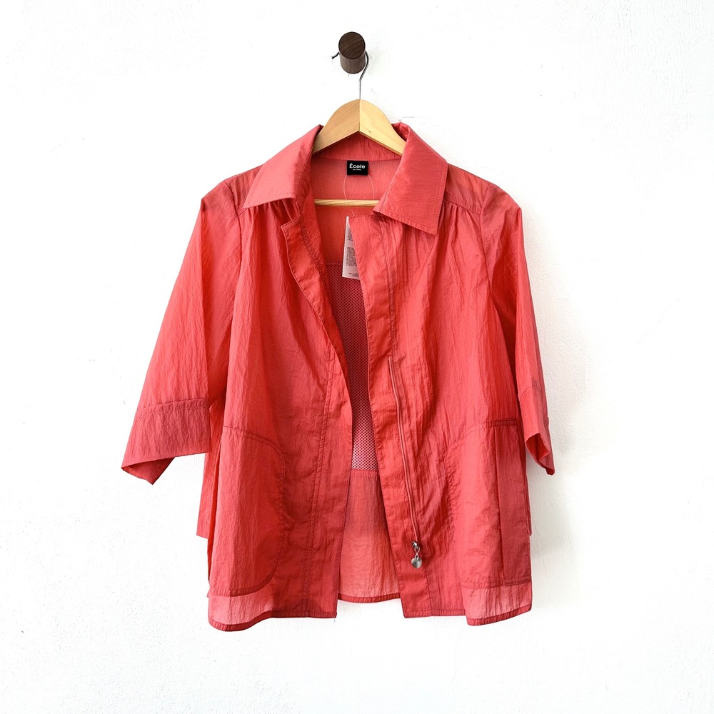 Ecole De Paris Jacket Womens Medium Coral Pink Lightweight Zip Up Pull NEW - Picture 2 of 6